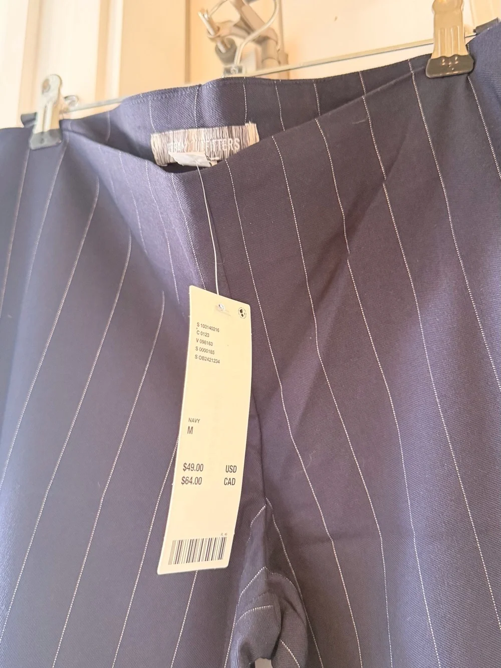 Urban Outfitters Navy Pinstripe Low Flare Trousers